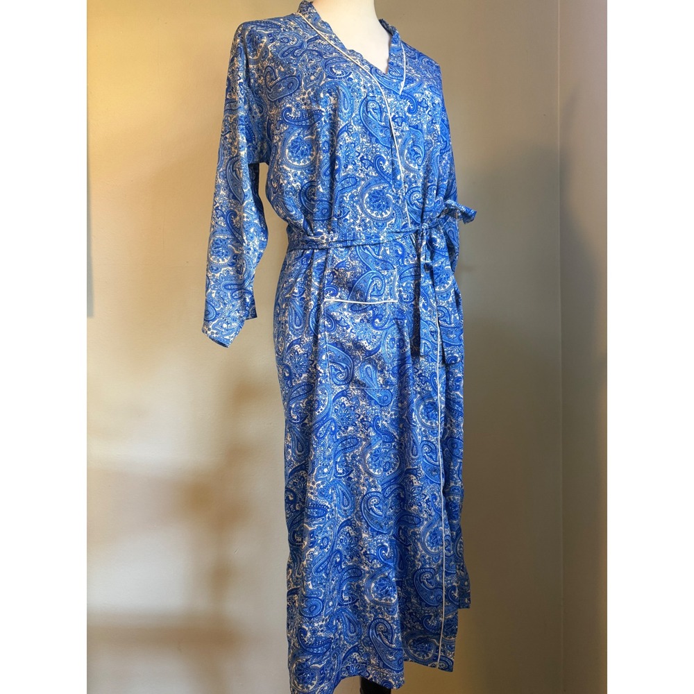 Craft Sisters Blue Paisley Long Robe Wrap Belted Boho Loungewear whimsi cottage
